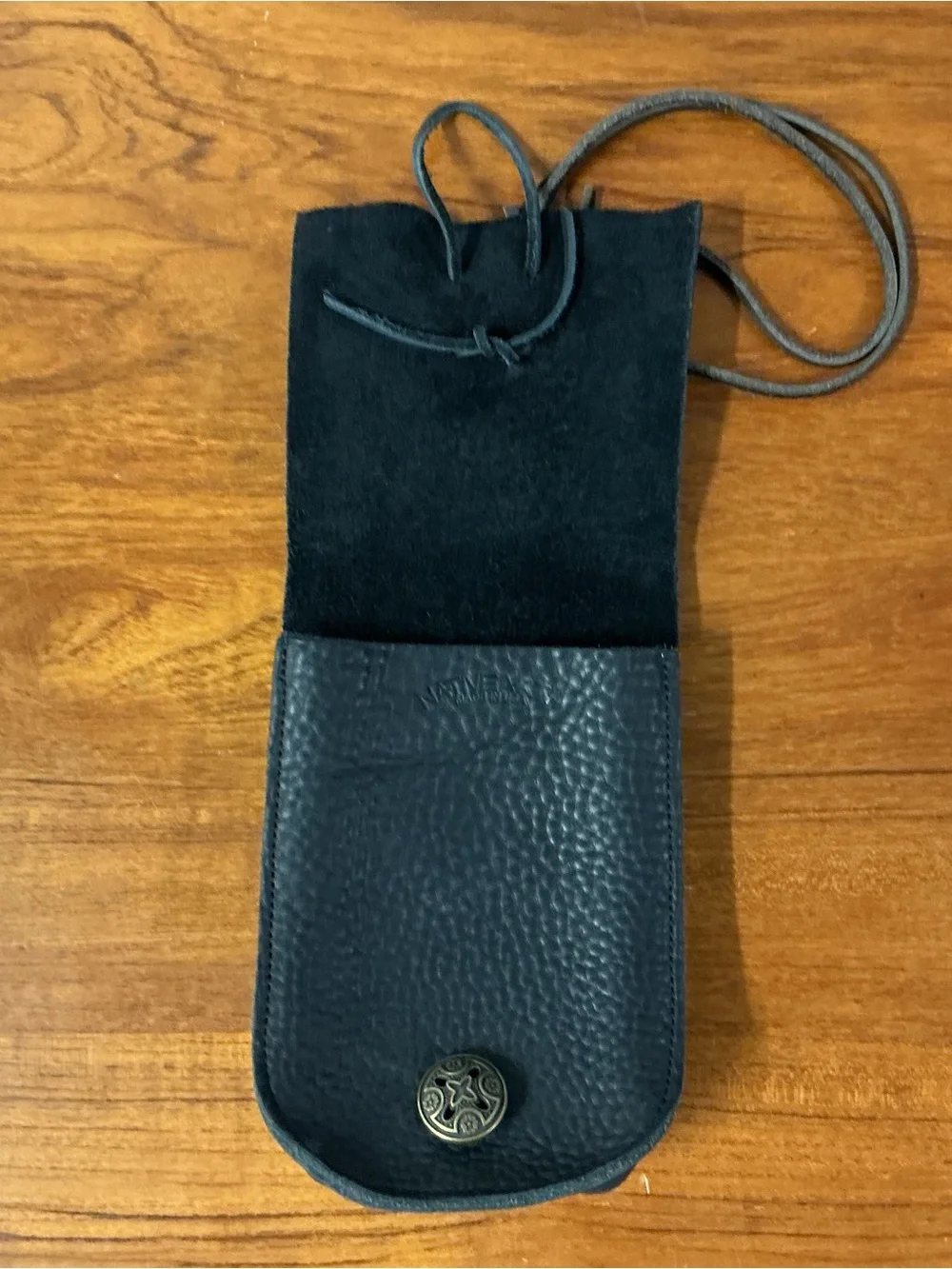 Nativearth Black Handmade Leather Cell Phone Button Belt Pouch